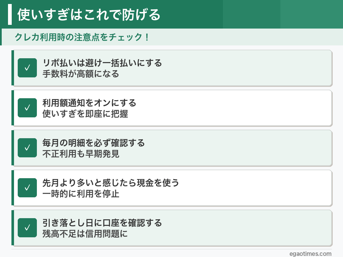 クレジットカード 使いすぎ防止チェックリスト