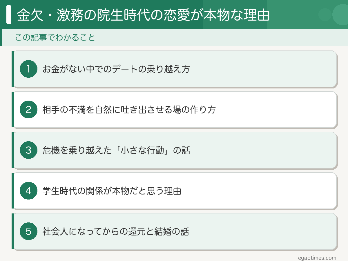お金も時間もない院生時代の恋愛が本物な理由